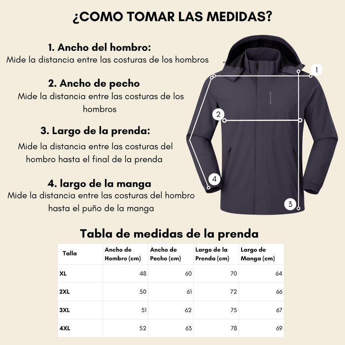 Chaqueta Corta Viento Termica Impermeable Outdoor Hombre Cierre Con Gorro