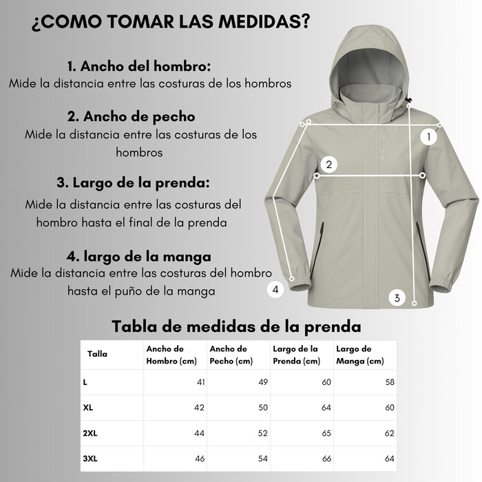 Chaqueta Corta Viento Termica Impermeable Transpirable Mujer Con Gorro Cierre Metalico