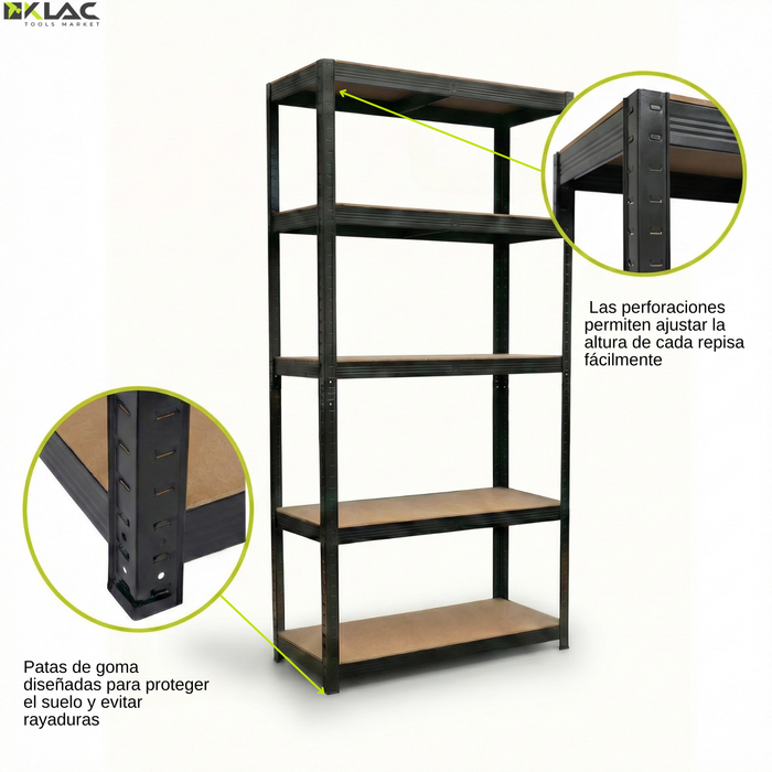 Estante Rack Métalico 180x90x40 Estanteria Repisa Mdf Klac