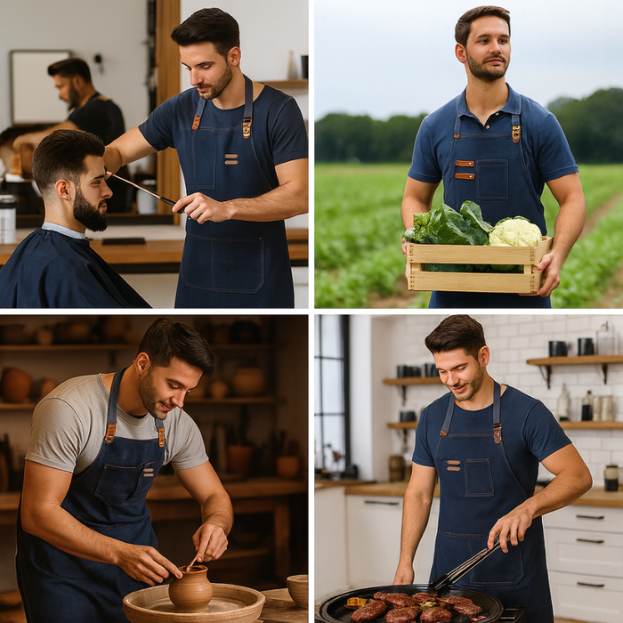 Pechera Delantal Cocina Barbacoa Parrilla Premium Peluquero Negro Batman Azul Marino