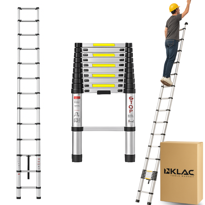 Escalera Telescopica Aluminio Retráctil 6,2 Mts Soporta 150k