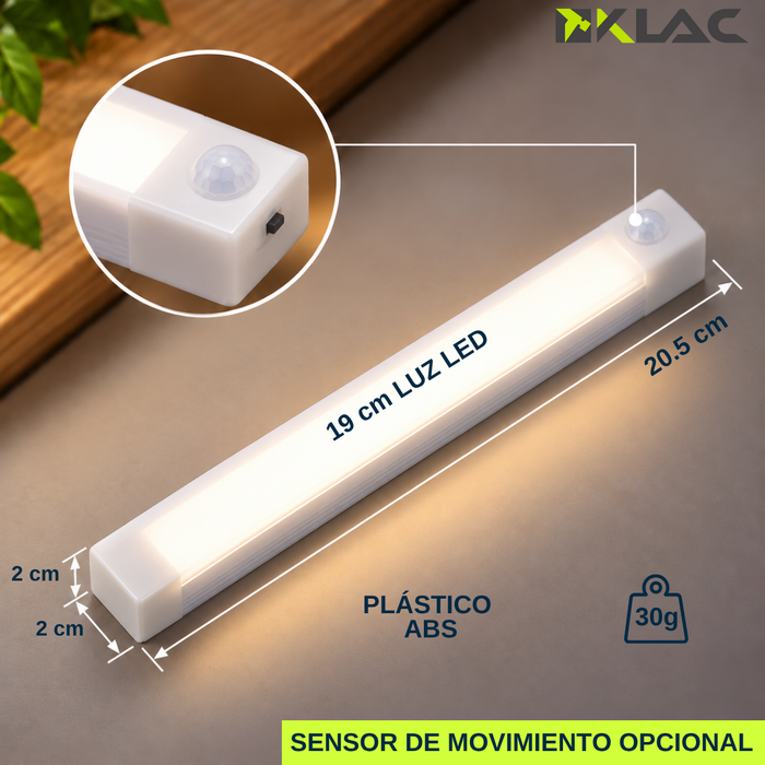 Luz Led Barra Magnética Sensor Movimiento Recargable 20 Cm
