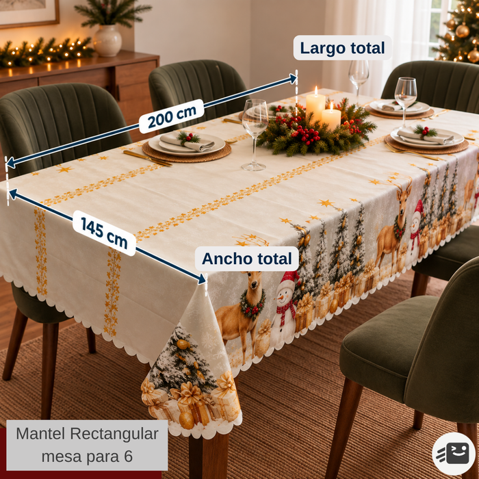 Mantel Navideño Mesa Decoración Navidad 145x200cm Fiestas