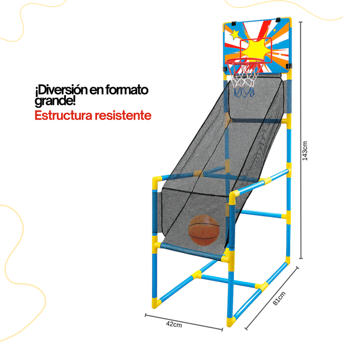 Aro Tablero Basquetbol Para Niños Con Balones Inflador Juego
