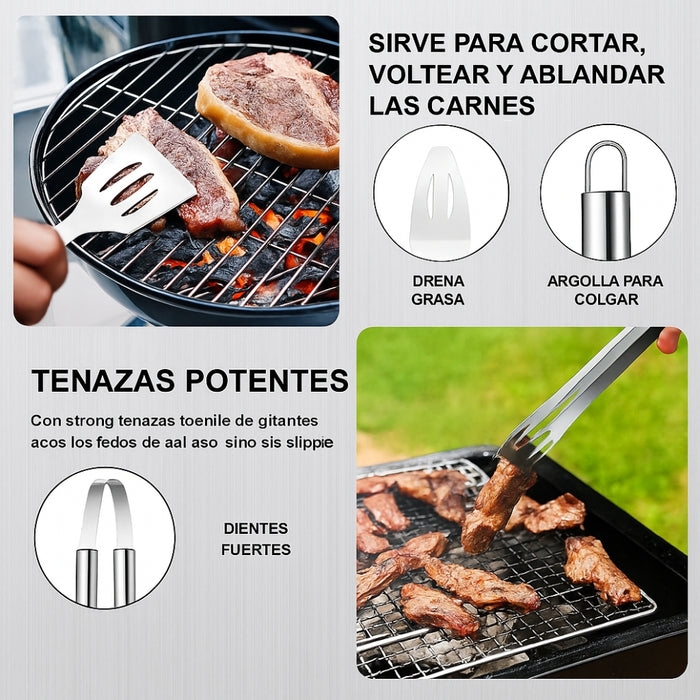 Set Parrillero Asado 7 Pcs Kit Accesorios Parrilla Barbacoa