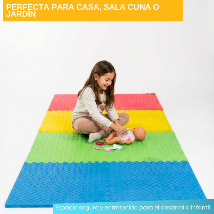 Alfombra Antigolpes Bebé Eva 8 Piezas Colores Puzzle 30x30 Multicolor Lisa