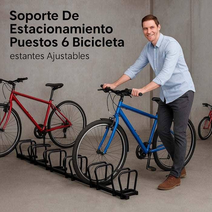 Soporte De Estacionamiento Bicicleta Estantes Ajustables De Puestos 6