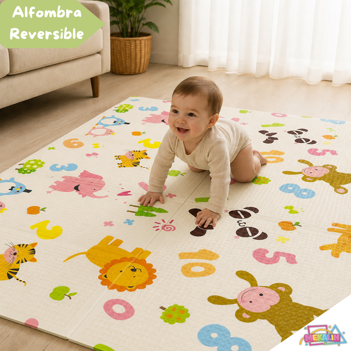 Alfombra Antigolpes Plegable Para Bebés 200x180 Reversible