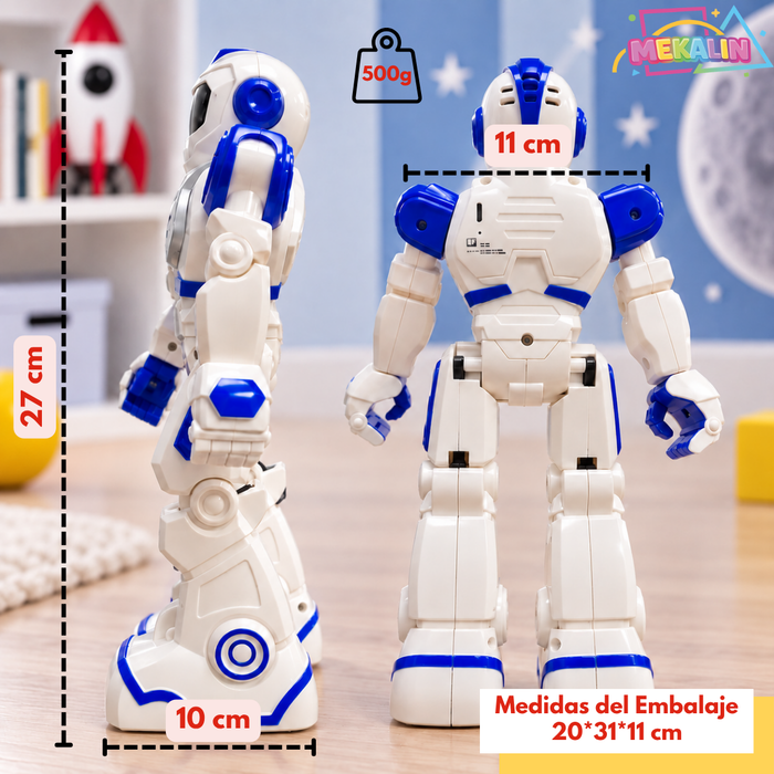 Robot Inteligente Juguete Niños Control Remoto Luz sonido Programable Con Sensor De Gestos Movimiento Visor LED Música Baile Batería Recargable