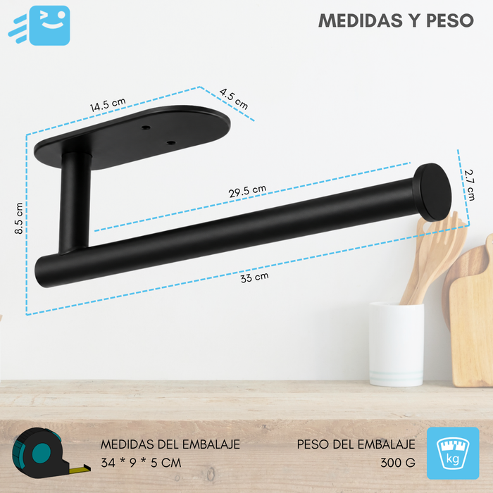 Porta Nova Rollo Papel Metal Toalla Mano Absorbente Cocina