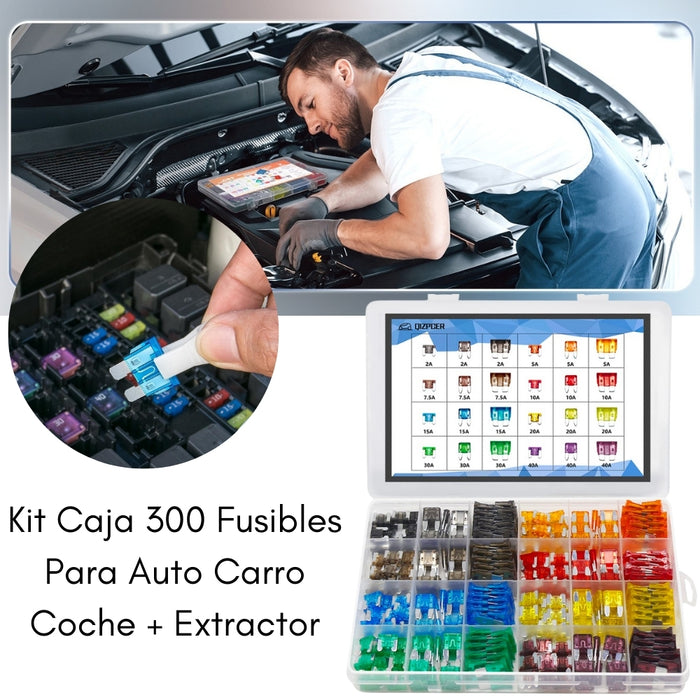 Kit Caja 300 Fusibles Para Auto Carro Coche + Extractor