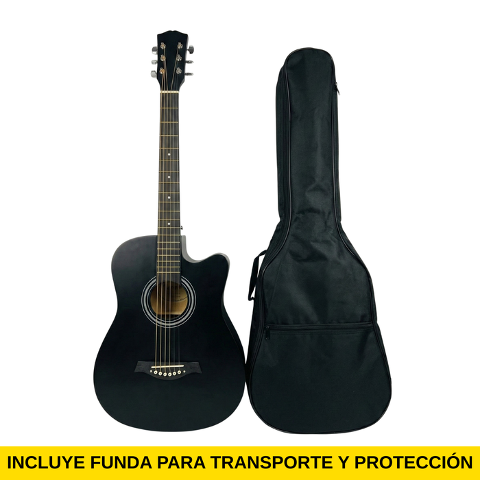 Guitarra Acústica Clásica 38 Pulgadas Diapasón Rosewood Negro Ambidiestro