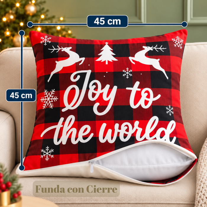 Pack 4 Fundas Cojín Navideñas 45x45 Cm Decorativas Navidad ESCOCESA
