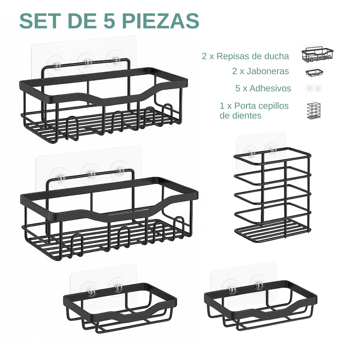 Set 5 Organizadores Esquineros De Ducha Colgadores Jaboneras