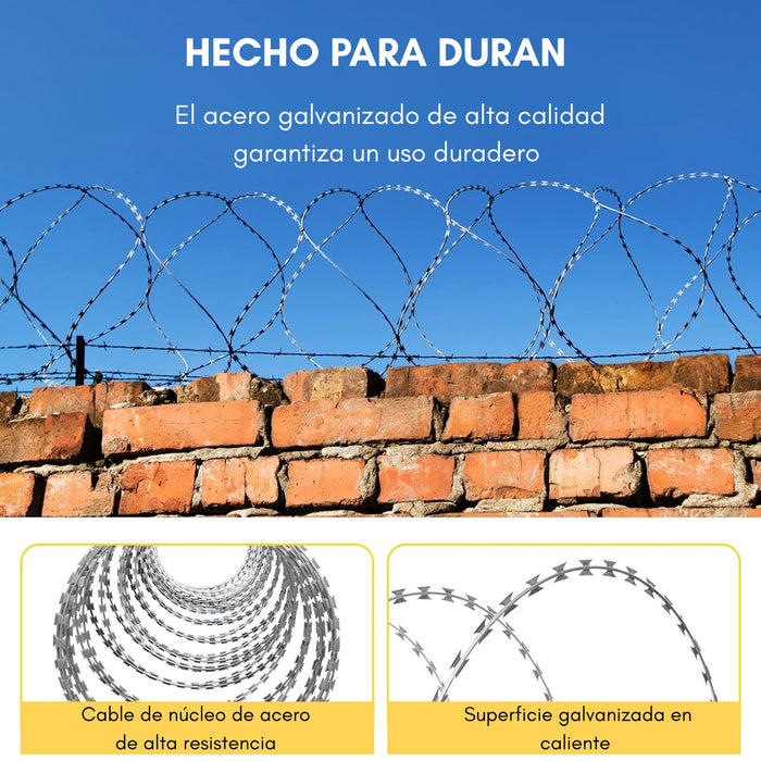 Alambre De Puas Concertina Galvanizada 30 Cm X 10 Mt