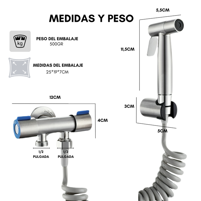 Ducha Bidet Árabe Kit Completo Inodoro Acero Inoxidable