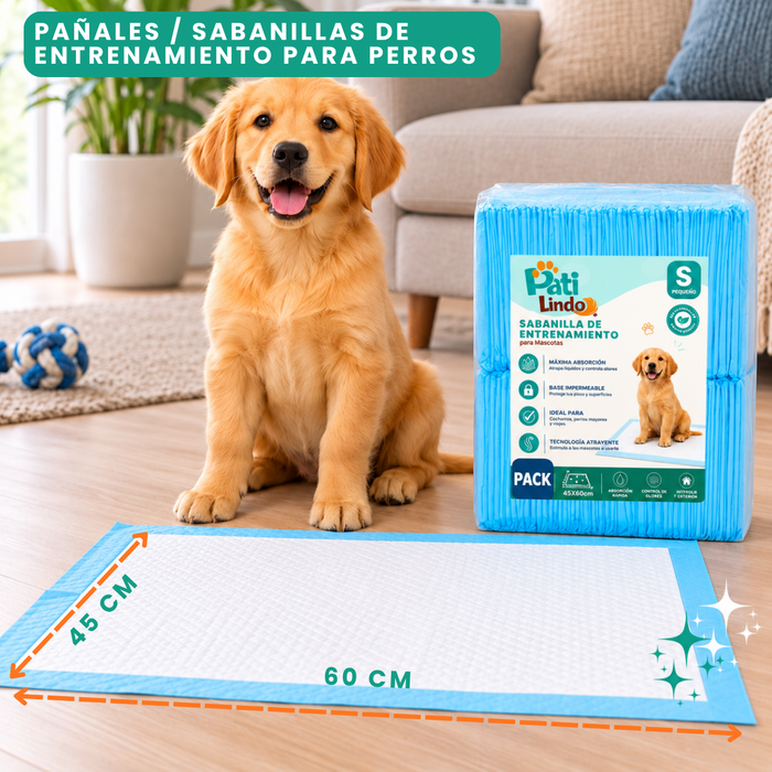 150 Pañales Sabanillas Entrenamiento Absorbentes Mascotas Perros y Gatos 60x45cm