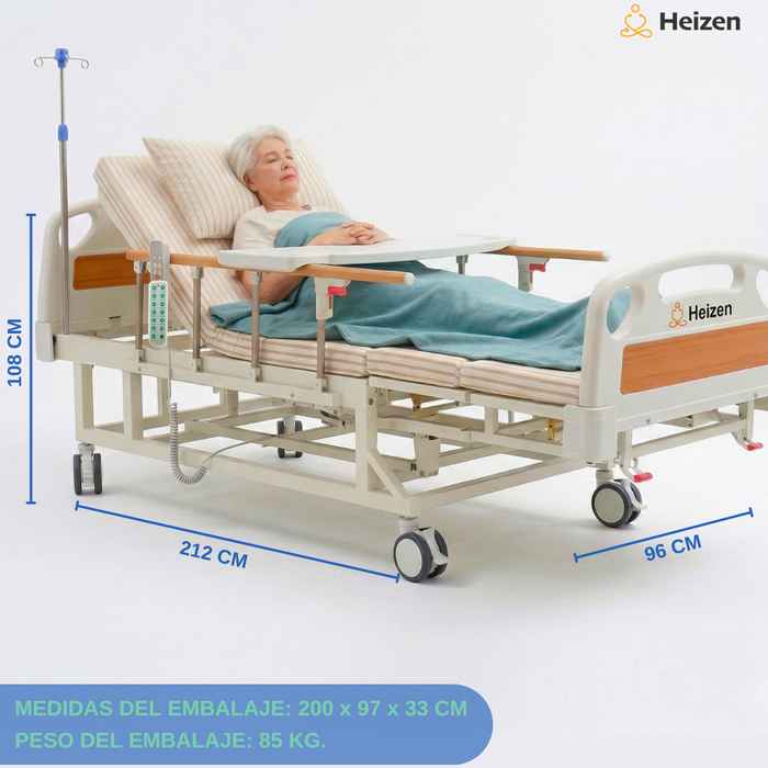 Cama Clínica Catre Eléctrico 260Kg Colchón Bandeja y Control