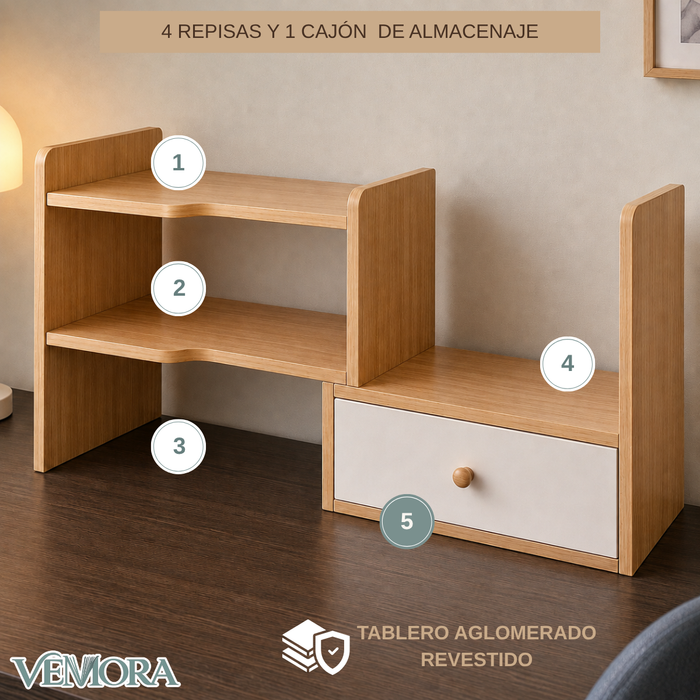 Organizador De Escritorio Oficina Puerta Con Repisa 64x35x17