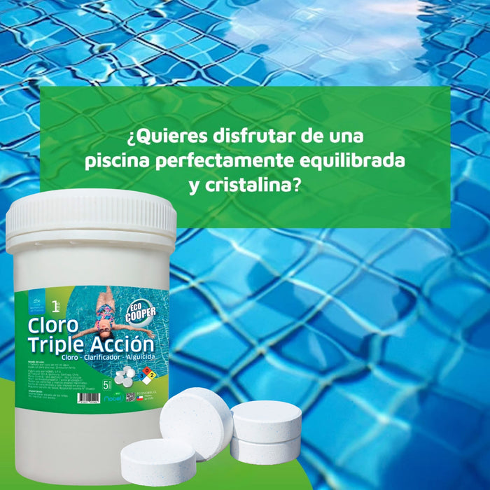 Cloro En Tabletas Para Piscinas 1 Kg Tripleaccion Aguicida