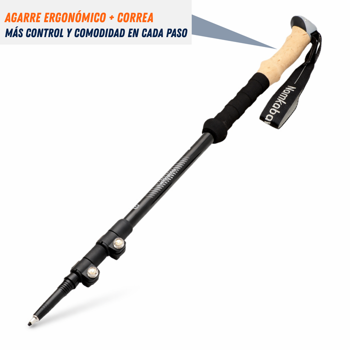 Bastones De Trekking Set 2 Bastón Plegables Senderismo Negro