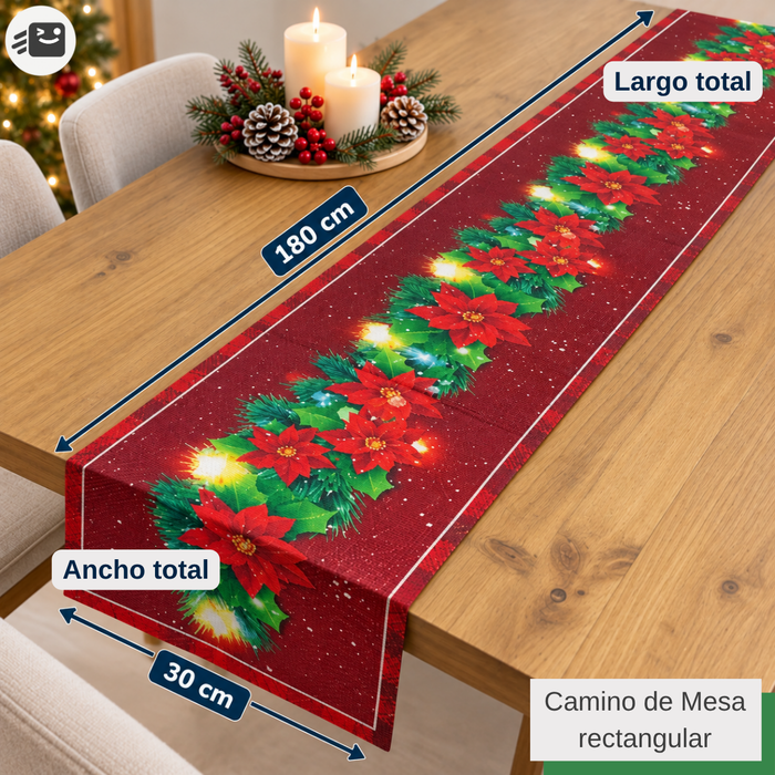 Camino De Mesa Navideño 180x30 Cm Decorativo Mantel Comedor