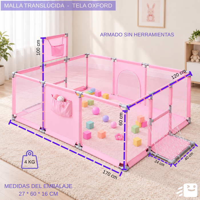 Corral Bebes Seguridad Juego Infantil Reja 170cm X 120 Cm