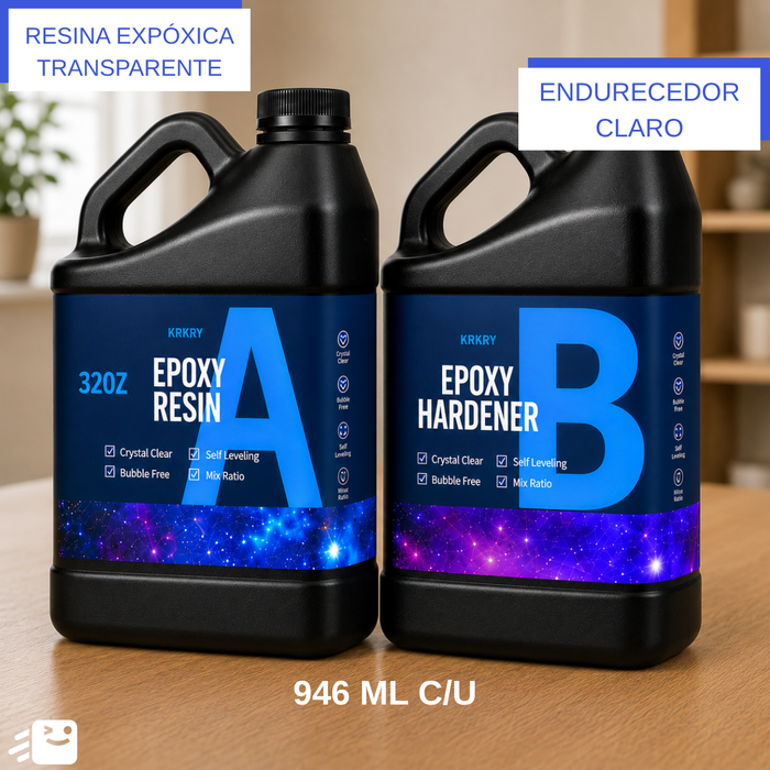 Kit Resina Epóxica Transparente A+b 1,89l Mezcla 1:1