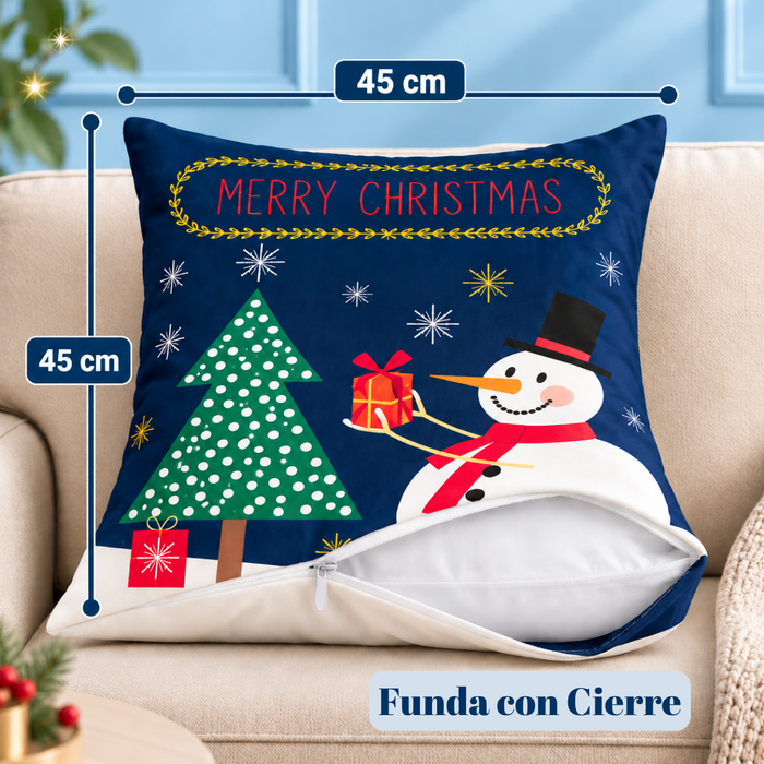Pack 4 Fundas Cojín Navideñas 45x45 Cm Decorativas Navidad PAPÁ NOEL