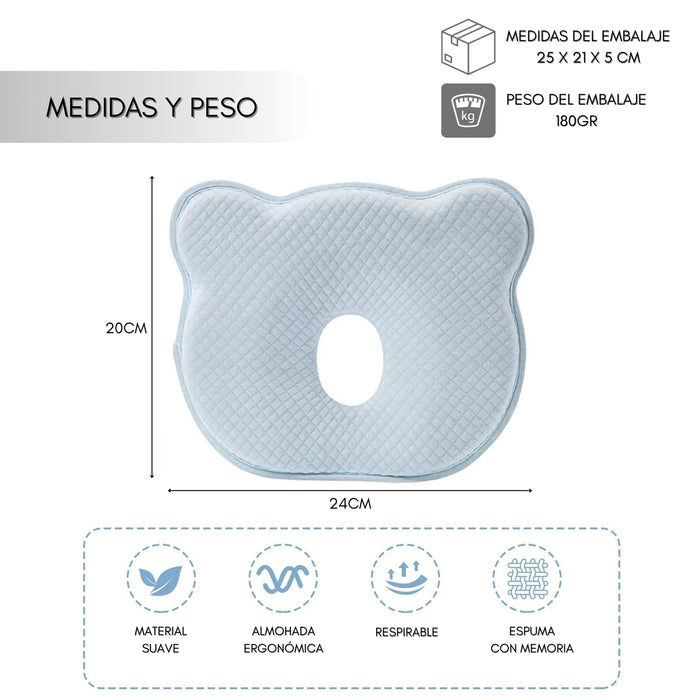 Almohada Cojín Para Bebe Anti Plagiocefalia Funda Algodon