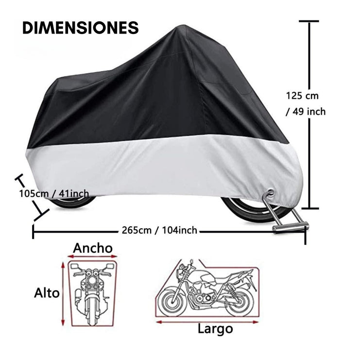 Funda Cubre Motocicleta Carpa Impermeable 245x105x125cm