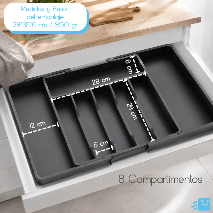Organizador De Cubiertos Expandible Para Cajón Cocina 8 Compartimientos