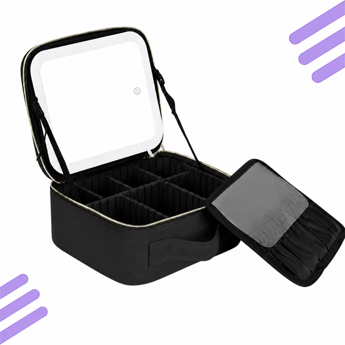 Cosmetiquero Organizador Maquillaje Con Espejo Led Estuche