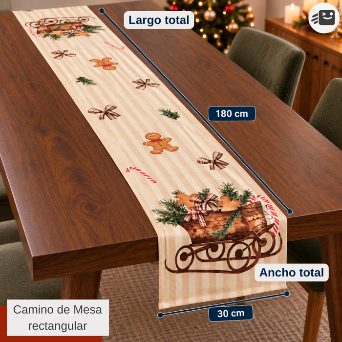 Camino De Mesa Navideño 180x30 Cm Decorativo Mantel Comedor