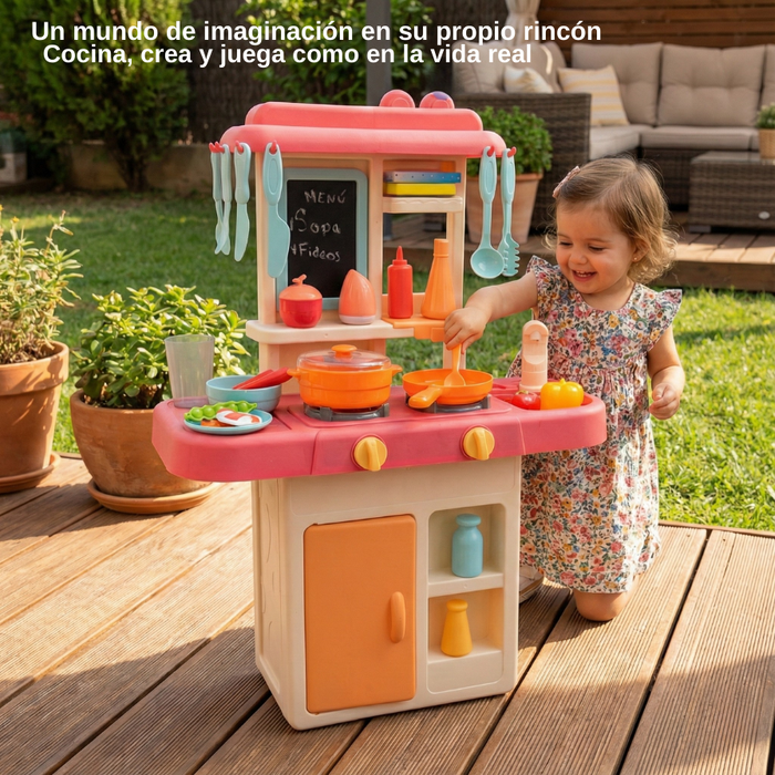 Cocina Juguete Grande Para Niños Regalo Set Juego 36pcs Rosa