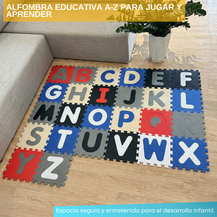 Alfombra Antigolpes Bebé Eva Piezas 30x30 Con Letras A - Z Multicolor Abecedario