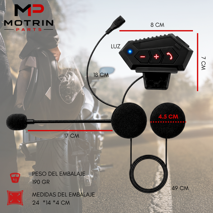 Audífono Intercomunicador Casco Moto Auricular Bluetooth