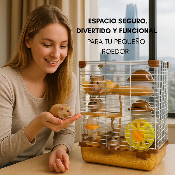 Jaula Para Hamster Armable 3 Pisos Bebedero Rueda Comedero