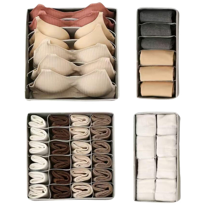 Organizador De Ropa Interior Calcetines Organizador De Cajones Almacenador Closet Interior Hogar Pack X4