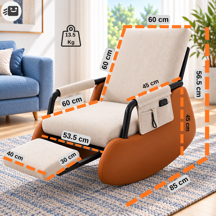Sillón Mecedora Reclinable 3 Niveles Reposapiés Living