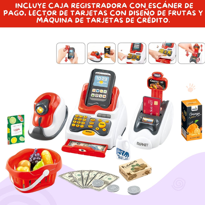 Juguete Caja Registradora Infantil Luz Y Sonido Accesorios