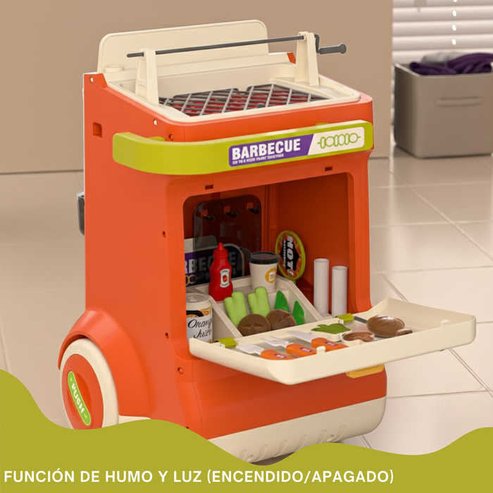 Set De Barbacoa Infantil Con Luces Humo Realista Y Accesorio - Naranja