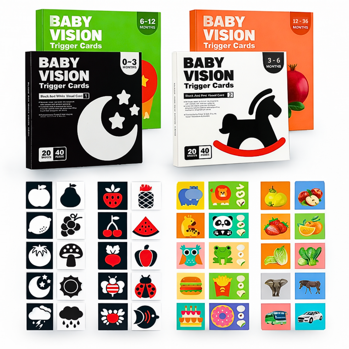 Tarjetas Estimulación Visual Bebes 0-36 Meses- Niños 4Cajas Cartón