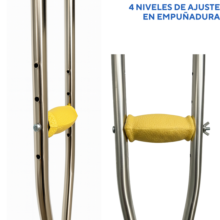 2 Baston Muletas Axilares Ajustables Ortopédica Aluminio
