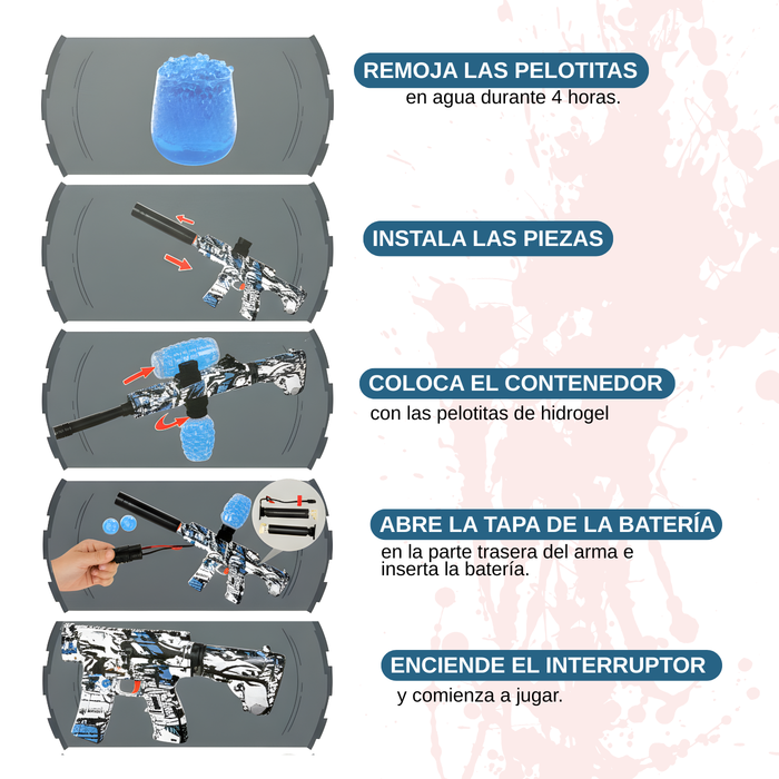 Pistola Hidrogel Armas De Juguete Recargable Uzi Eléctrica