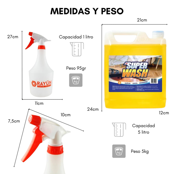 Pack Super Wash Limpiador De Pisos 5l + Pulverizador Rociado