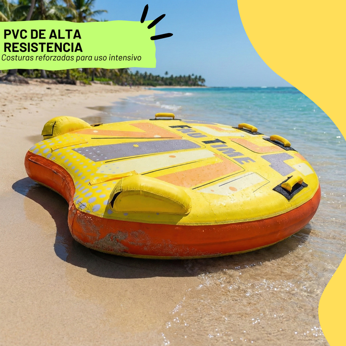 Inflable Remolcable 2 Personas Sacacucha Flotador Playa Amarillo