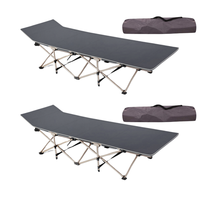 2 Catre Cama De Campaña Camping Plegable Portátil Sencilla Gris Oscuro