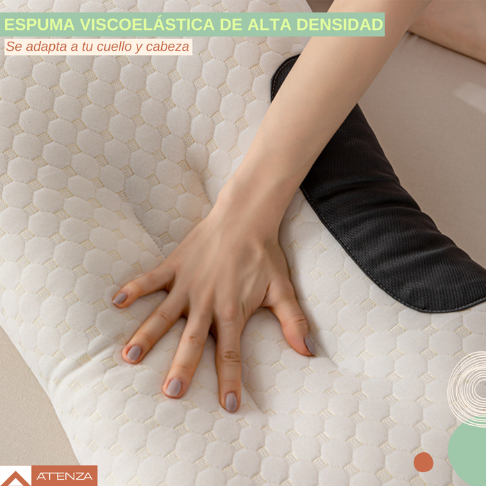 Almohada Ortopédica Cervical Ergonómica Hipoalergénica 60x40 Blanco Con Gris