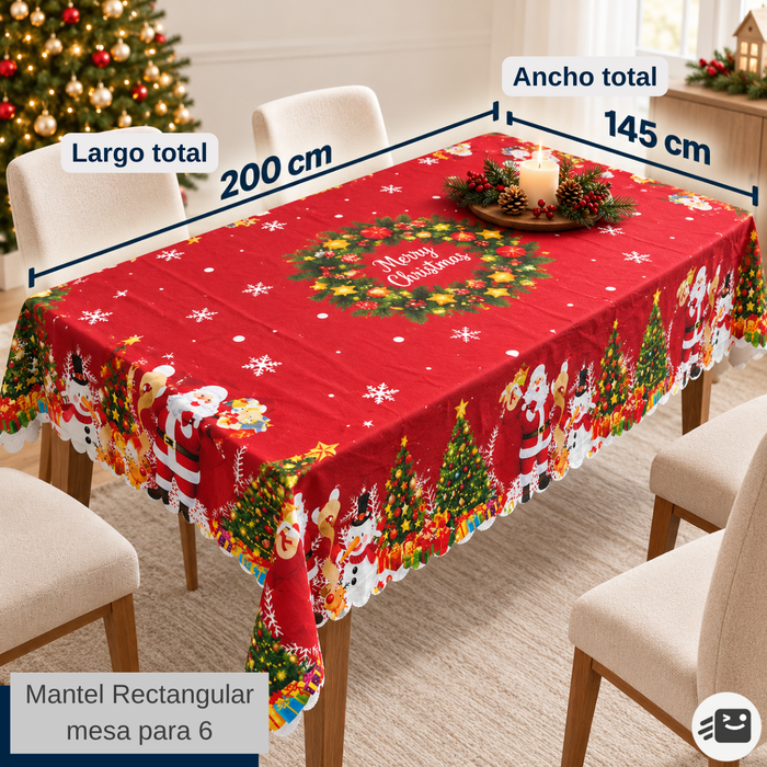Mantel Navideño Mesa Decoración Navidad 145x200cm Fiestas